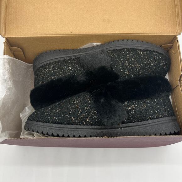 Skechers Slipper Womens Size 6 Wide Black Cozy Lite Sparkle Knit Sweet Walk - Picture 7 of 10